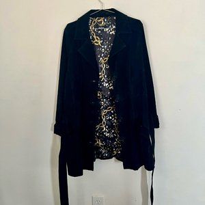Dennis Basso Genuine Suede Coat, Black XL